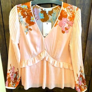 NWT DR2 Peach Pleated Blouse